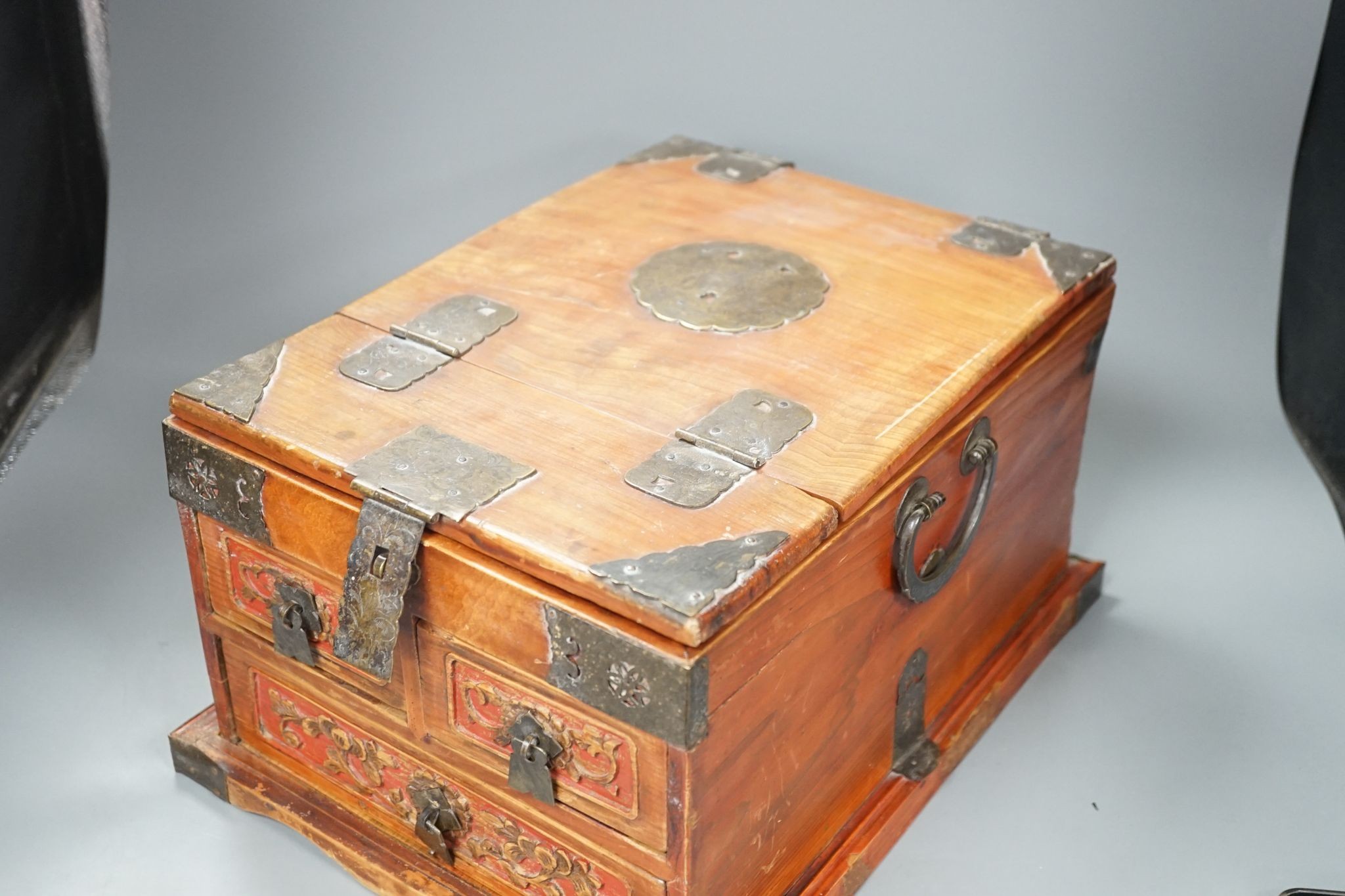 A Chinese cypress wood dressing box, 37cm